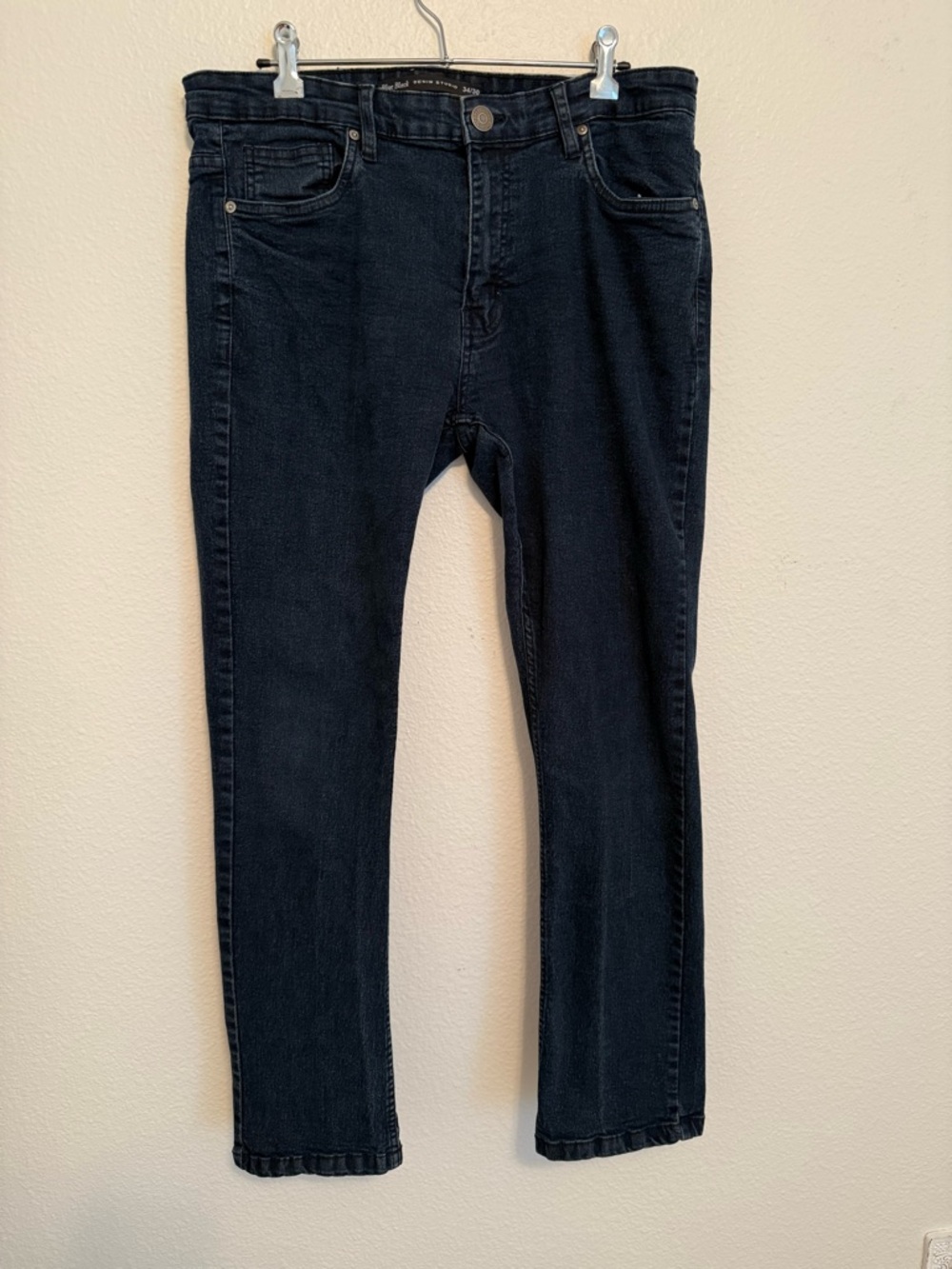 Men’s Blue Black Denim Studio Dark Wash Skinny Jeans Size 34/30